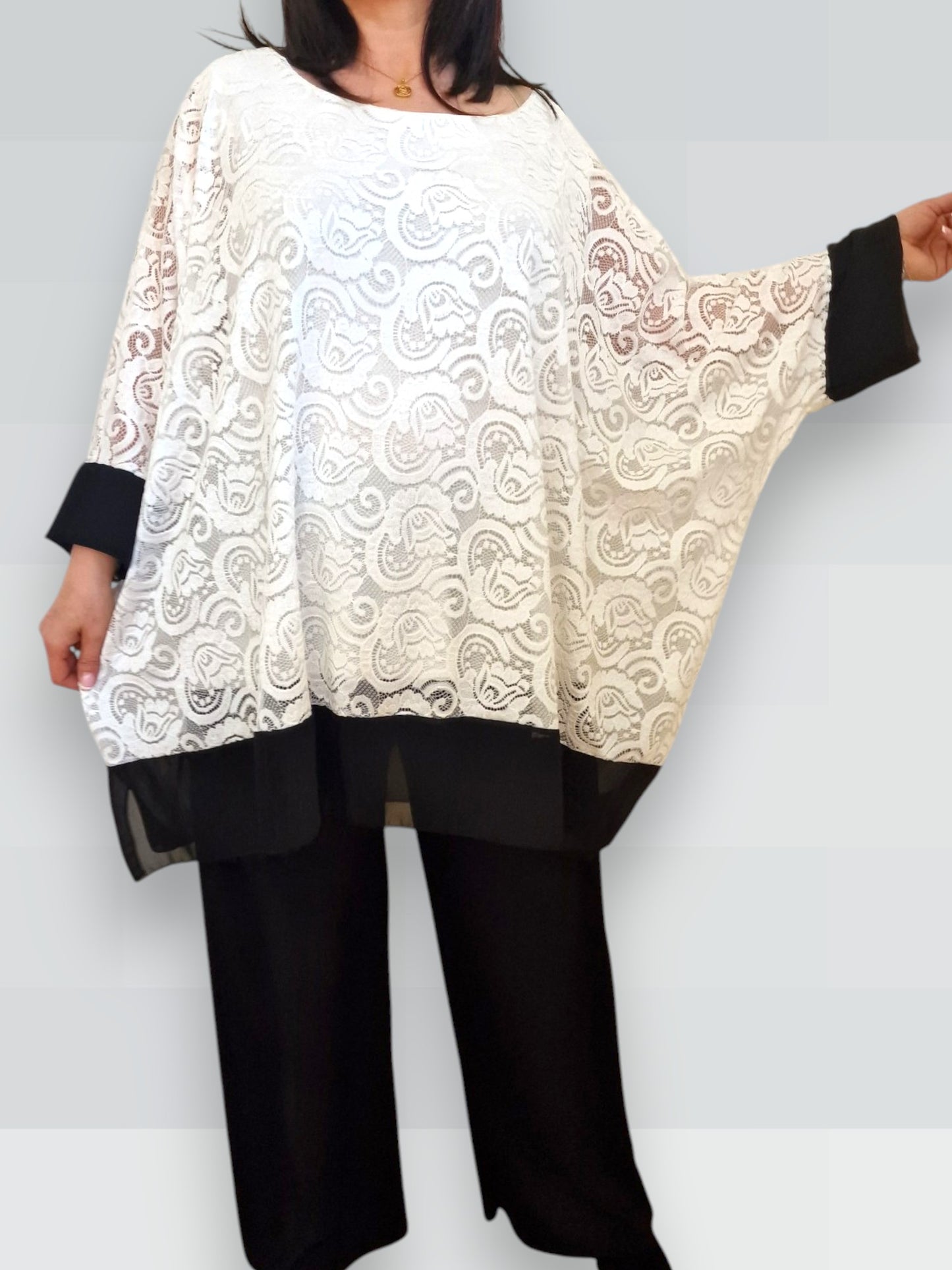 Maxi Maglia Doppia in Pizzo e Viscosa Amanda