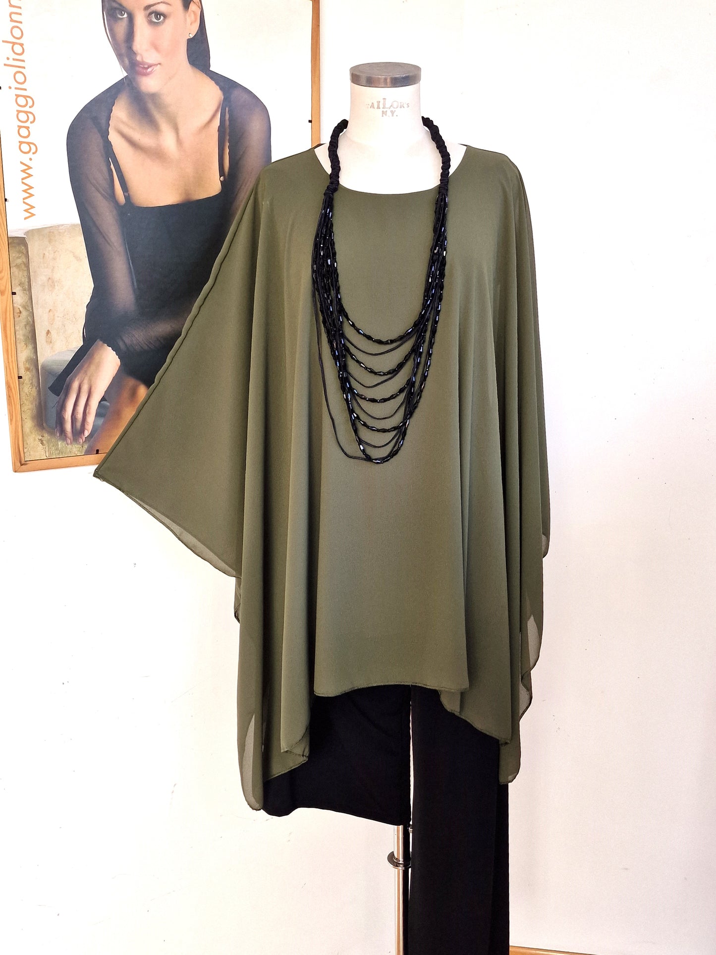 Maxi Maglia Doppia in Georgette e Viscosa Ancilla