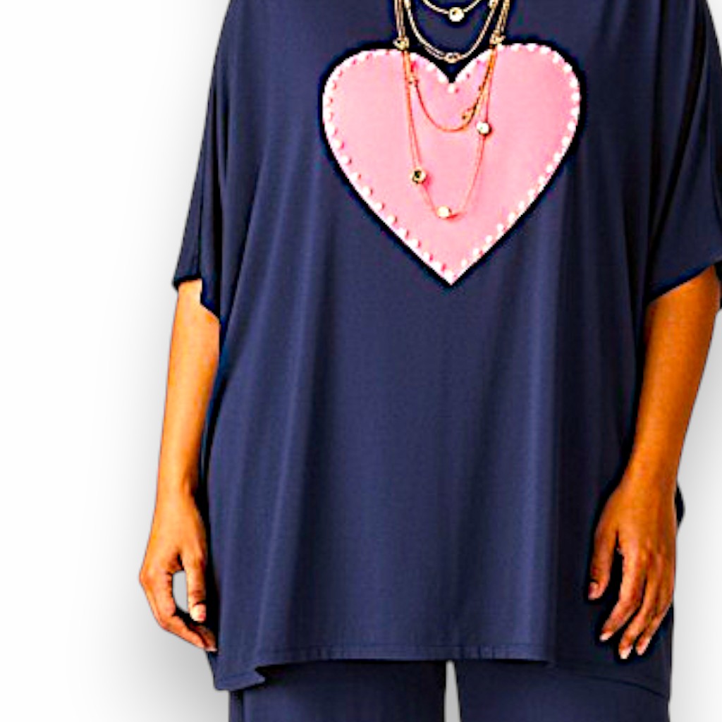 Maxi Maglia con Cuore e Perle Bruna