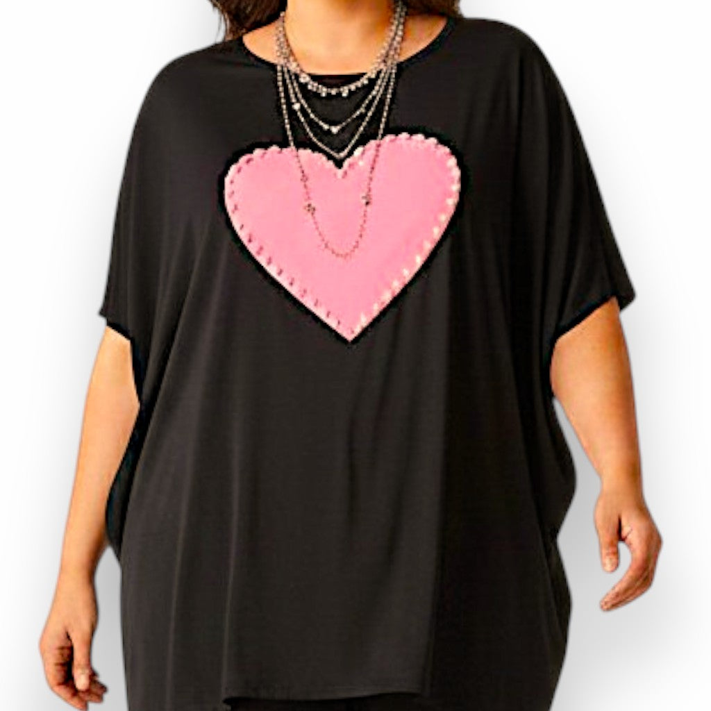 Maxi Maglia con Cuore e Perle Bice