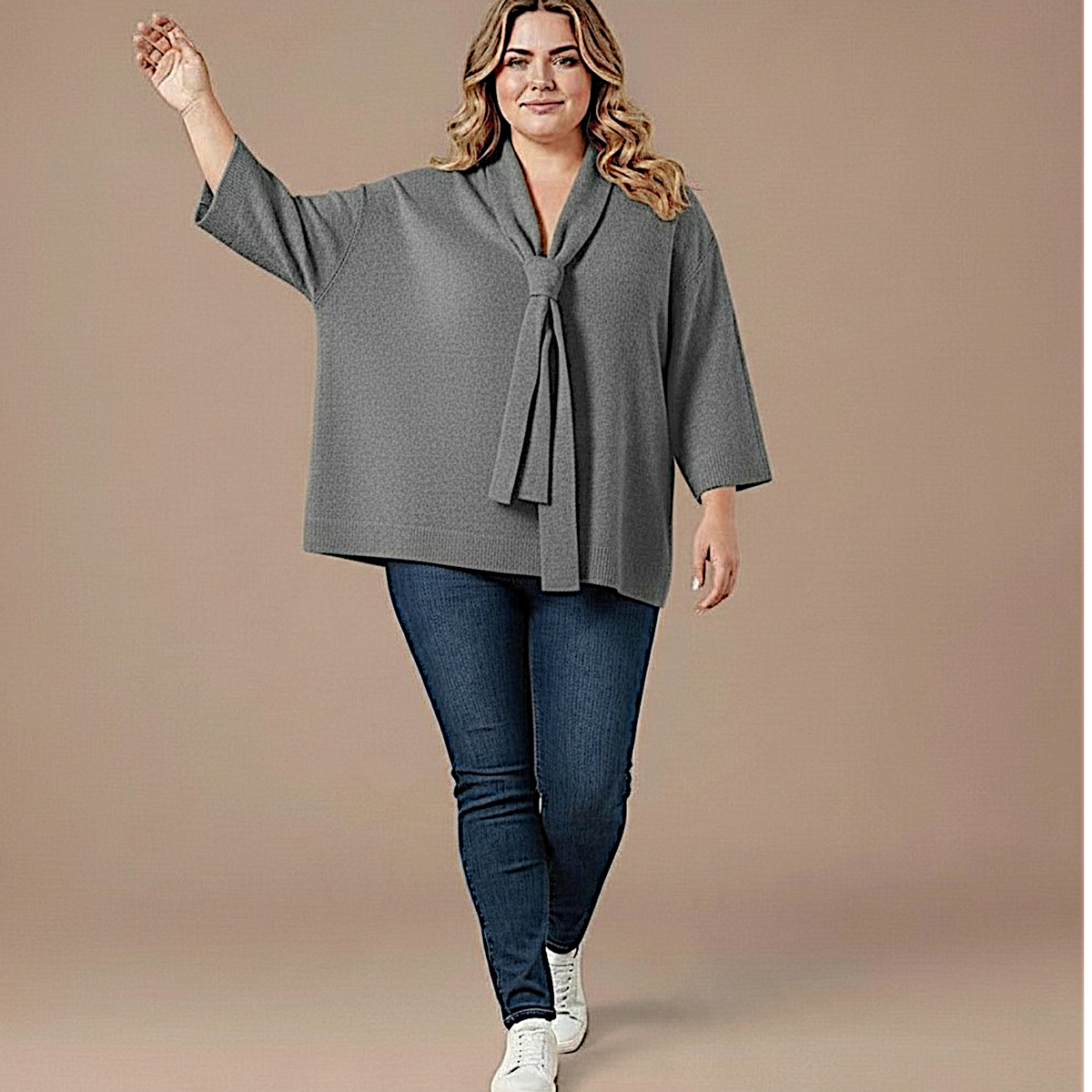 Maxi Maglia Effetto Lana Pietra