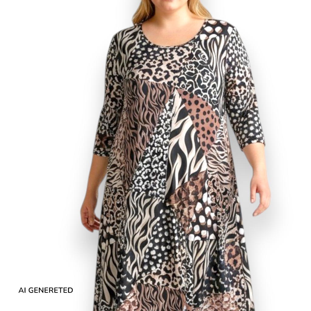 Maxi Abito in Crepe Fantasia Gaia