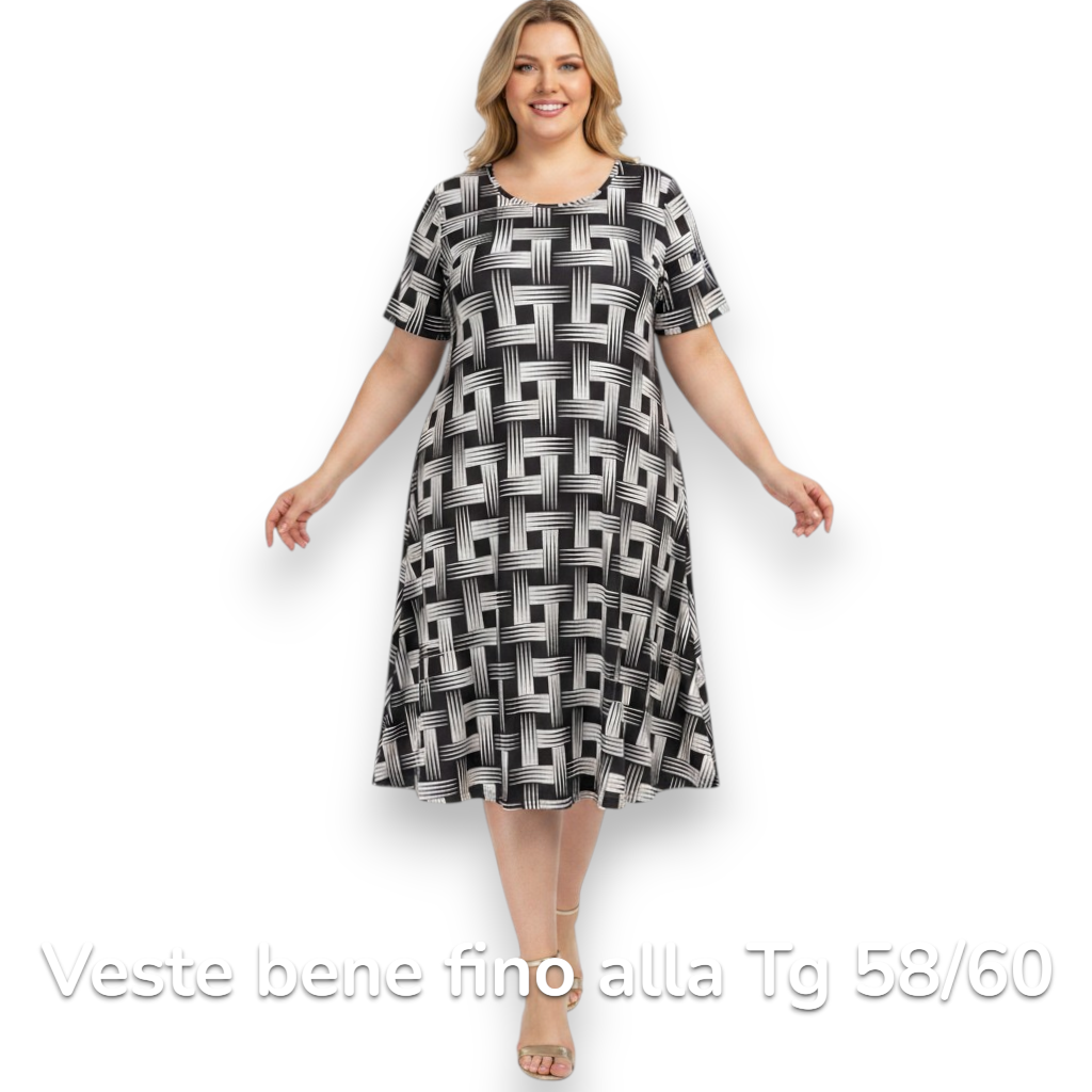 Maxi Abito in Crepe Fantasia Sally