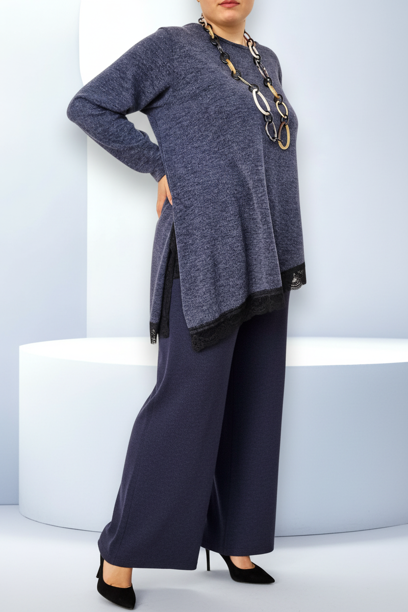 Maxi Maglia Rifinita in Pizzo Cesara