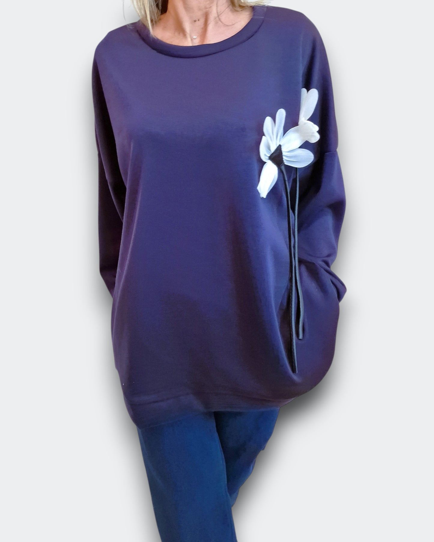 Maxi Maglia Con Fiore Monia