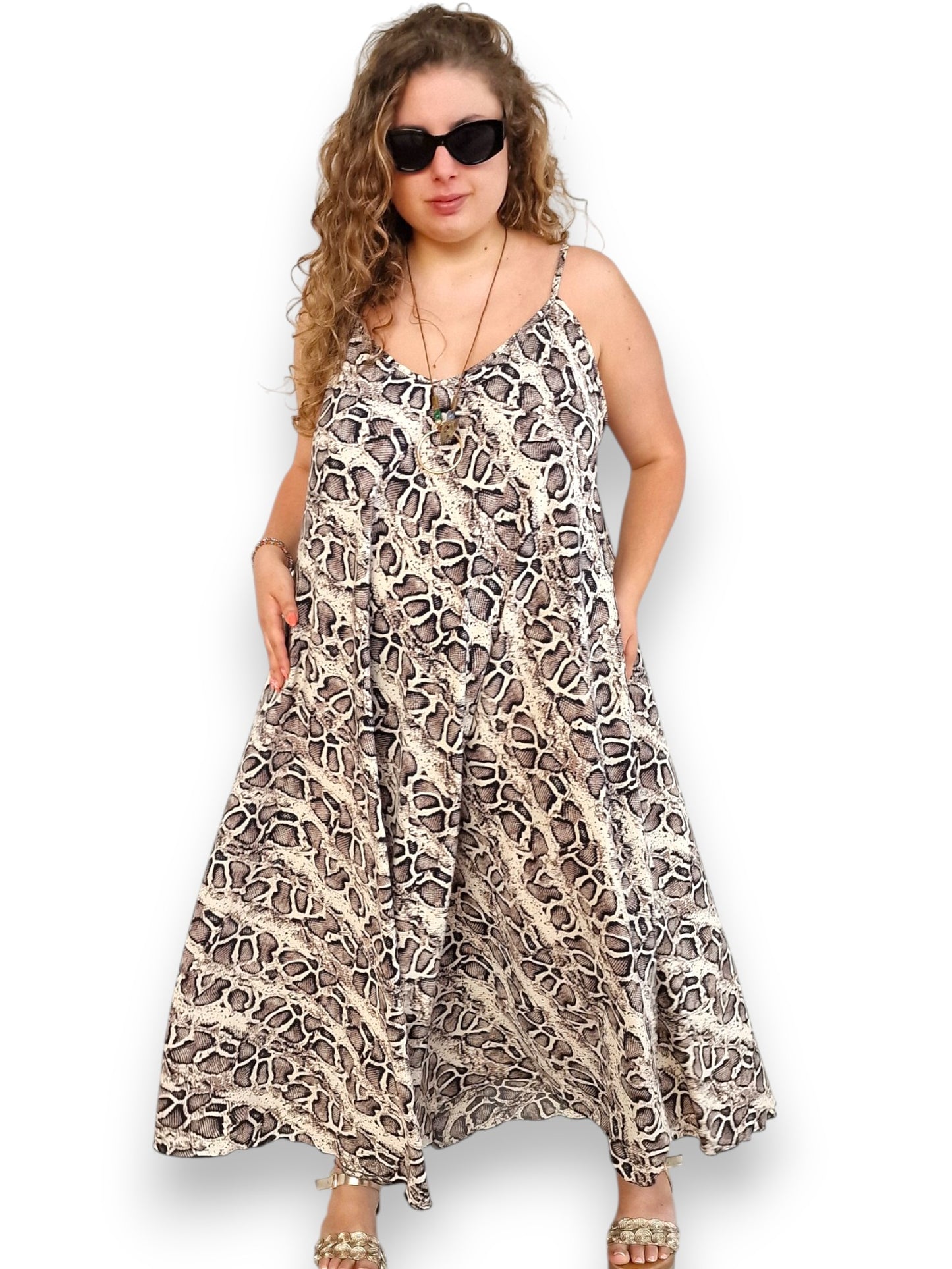 Maxi Abito Fantasia 100% Viscosa + Collana Amabel