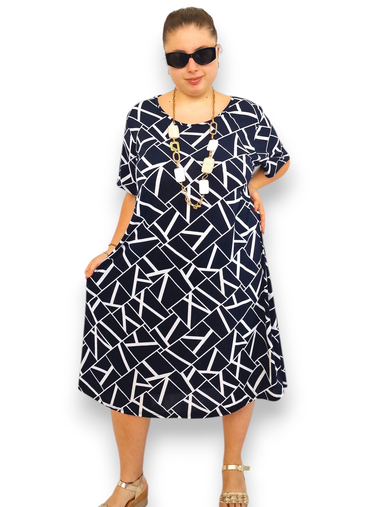 Maxi Abito in Crepe Fantasia Prezzemolo