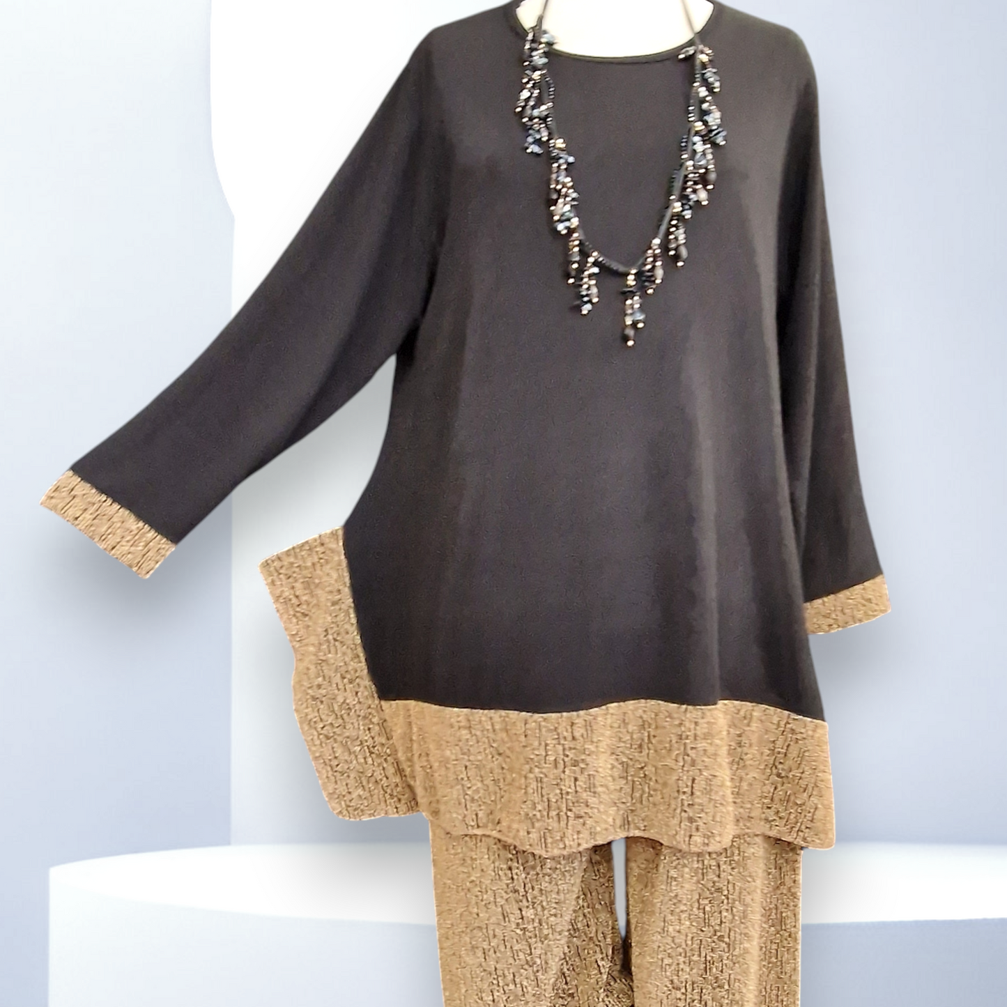 Maxi Completo con Pantalone in Lurex Golden