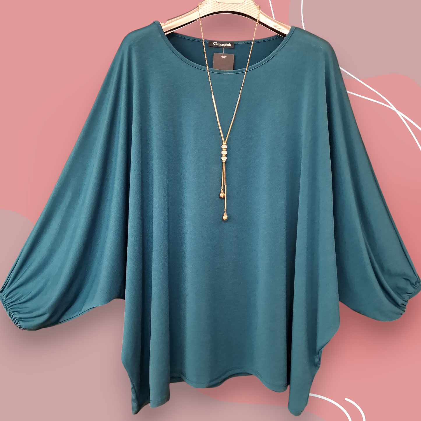 Maxi Maglia in Crepe Con Collana Morgana