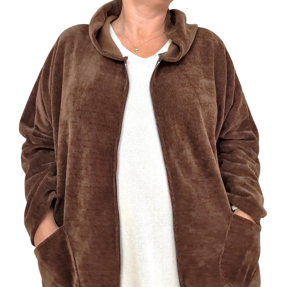 Maxi Felpa Taglie Comode Baires con Cappuccio Made in Italy