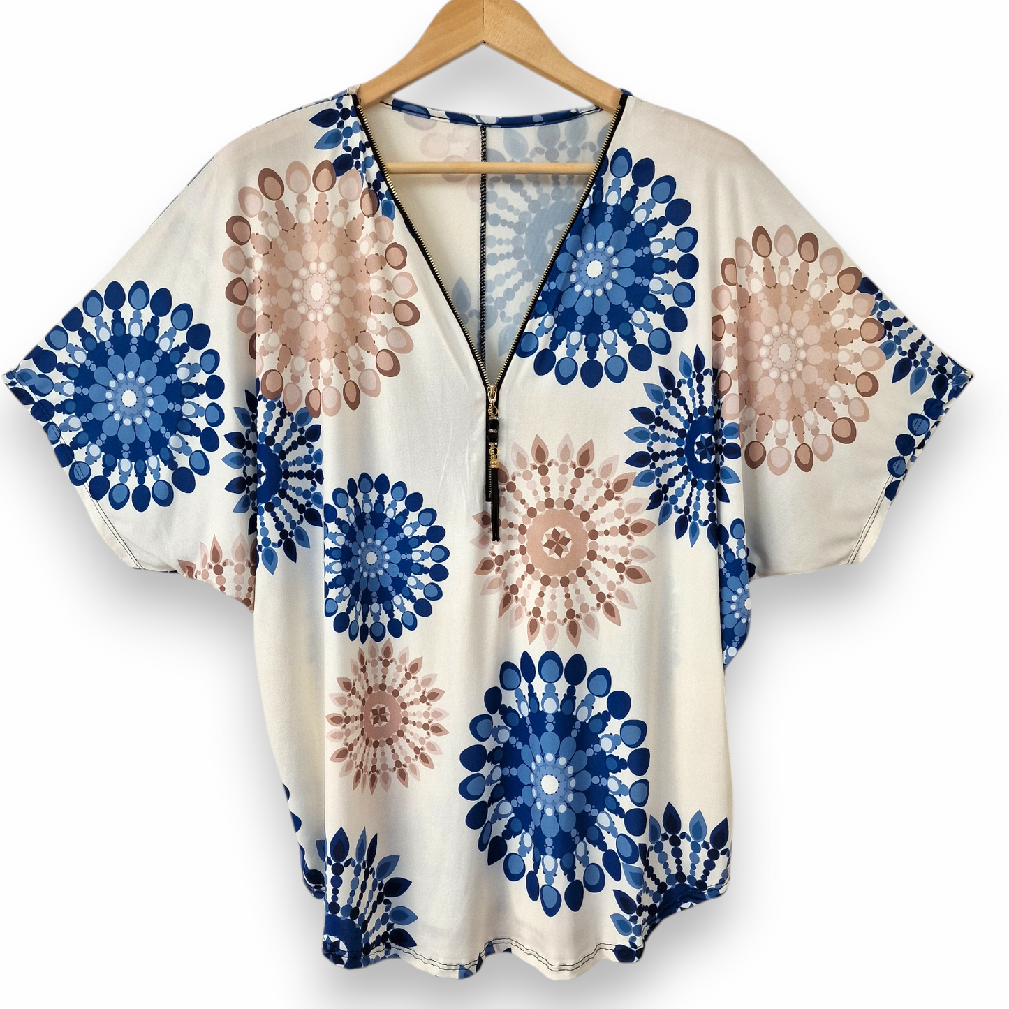 Maxi Maglia in Crepe Con Zip Pinta