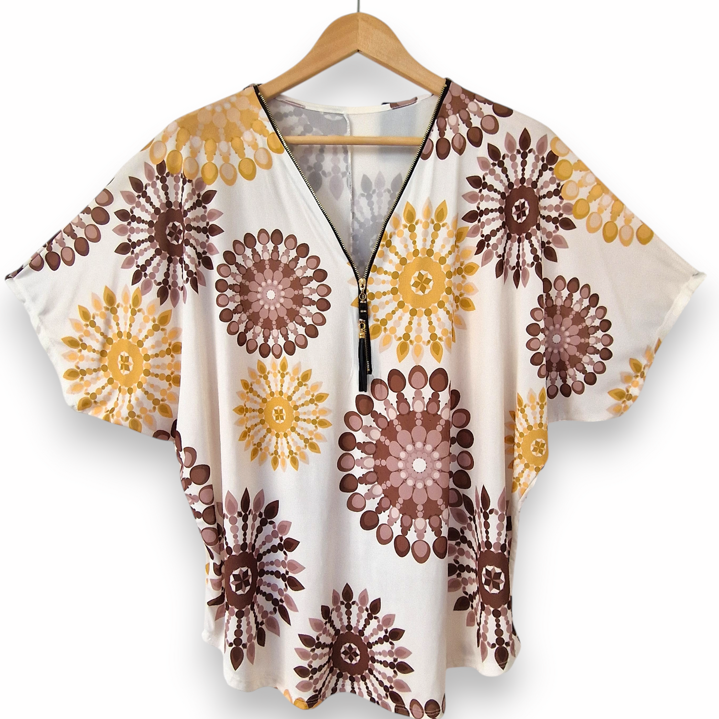 Maxi Maglia in Crepe Con Zip Pina