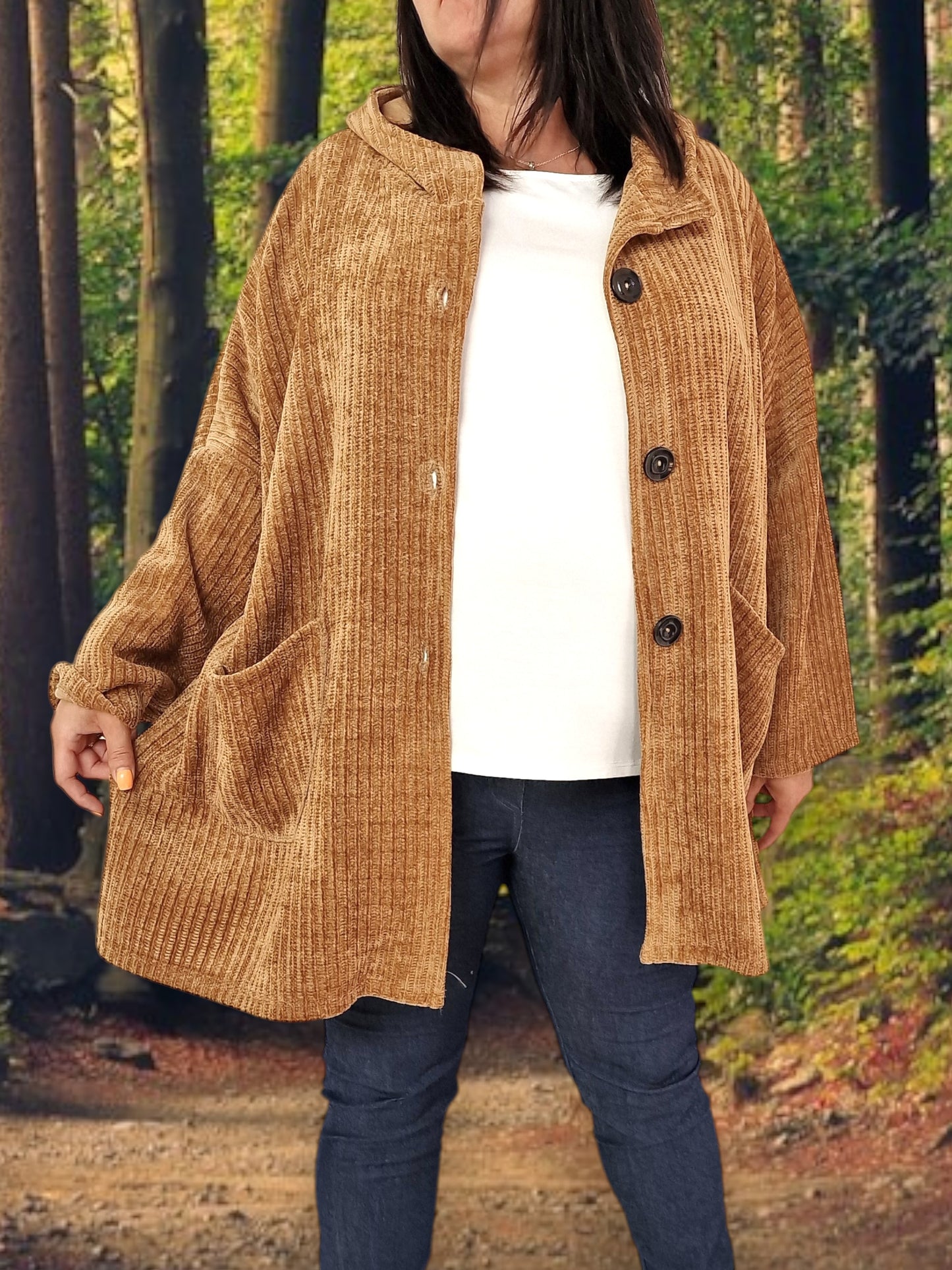 Maxi Giacca Taglia Grande Con Cappuccio Malla Con Cappuccio