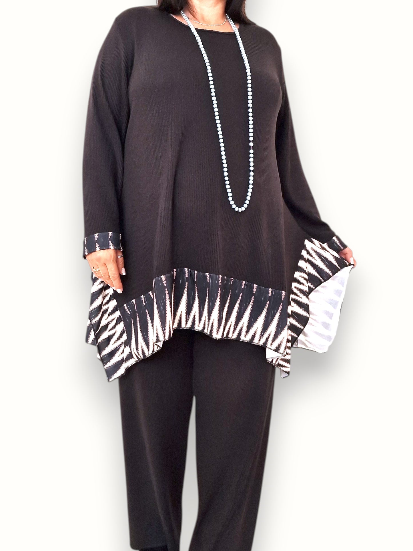 Maxi Maglia con Balza in Crepe Fosca