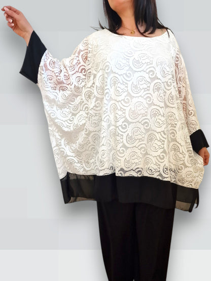 Completo Taglie Forti In Pizzo e Viscosa Gardenia