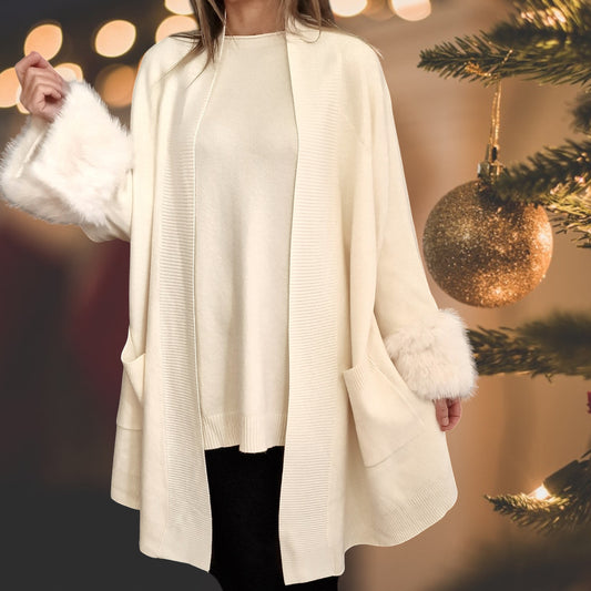 Maxi Cardigan Con Pelliccia Kira