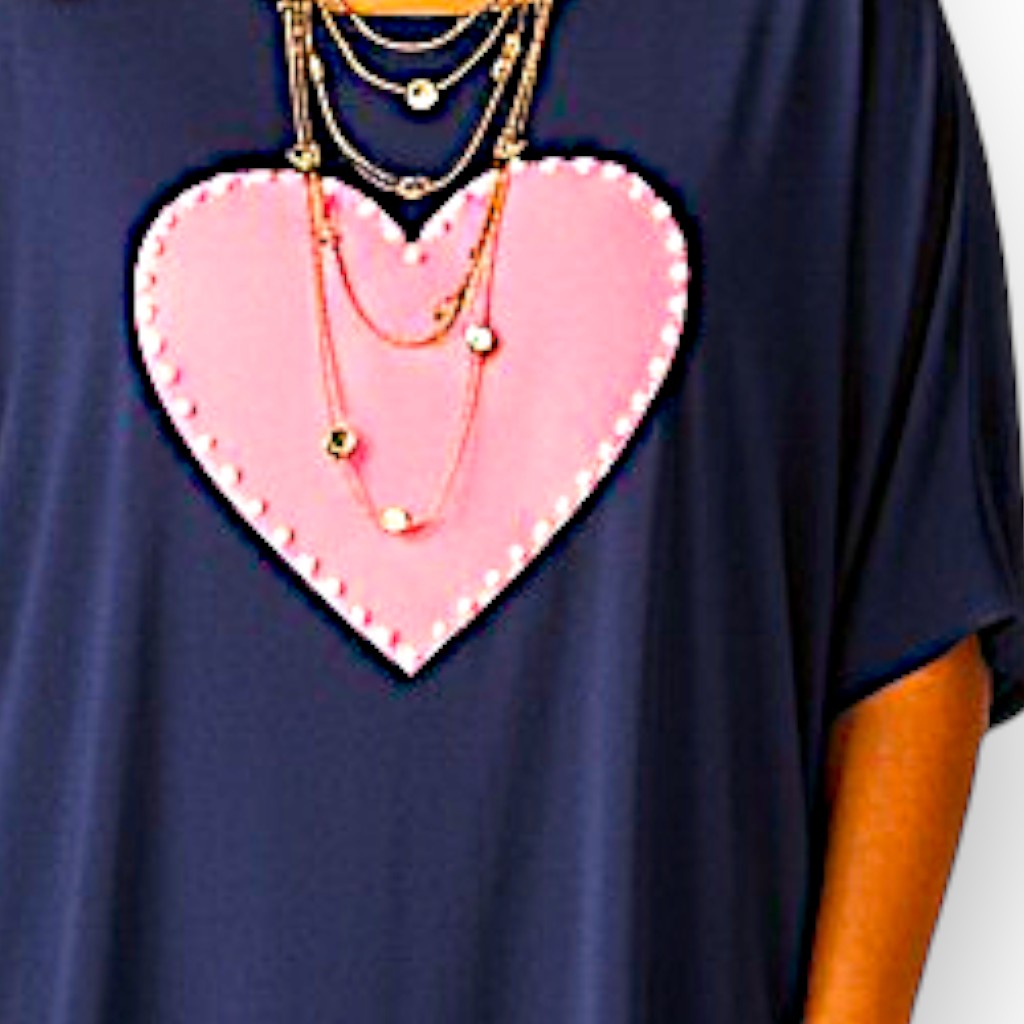 Maxi Maglia  con Cuore e Perle Bruna