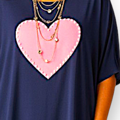 Maxi Maglia  con Cuore e Perle Bruna