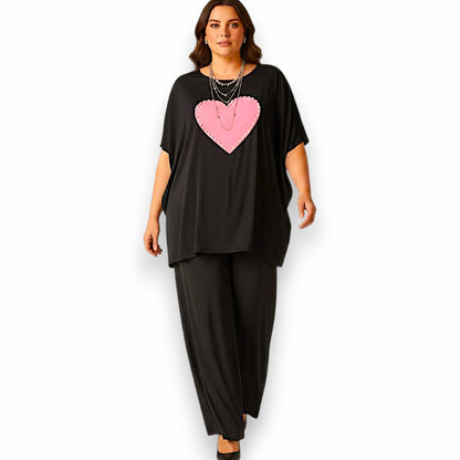Maxi Maglia con Cuore e Perle Bice