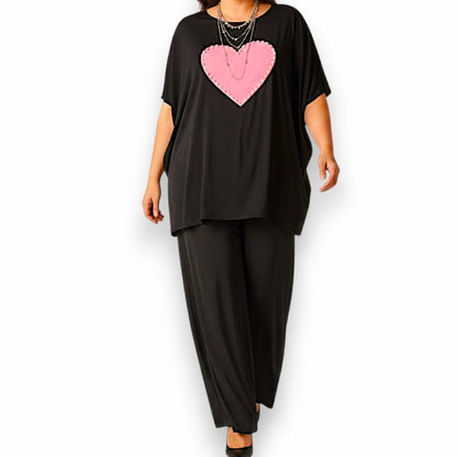Maxi Maglia con Cuore e Perle Bice