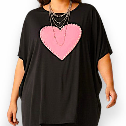 Maxi Maglia con Cuore e Perle Bice