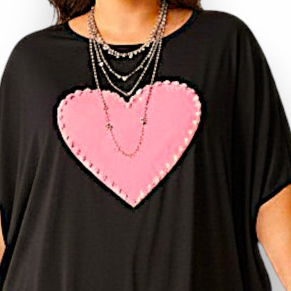 Maxi Maglia con Cuore e Perle Bice