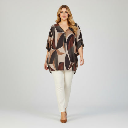 Maxi Maglia in Crepe Con Zip Mina
