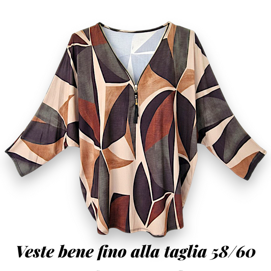 Maxi Maglia in Crepe Con Zip Moira