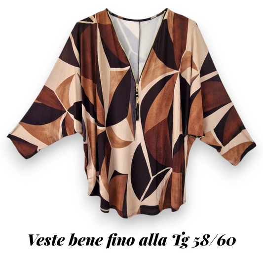 Maxi Maglia in Crepe Con Zip Mina