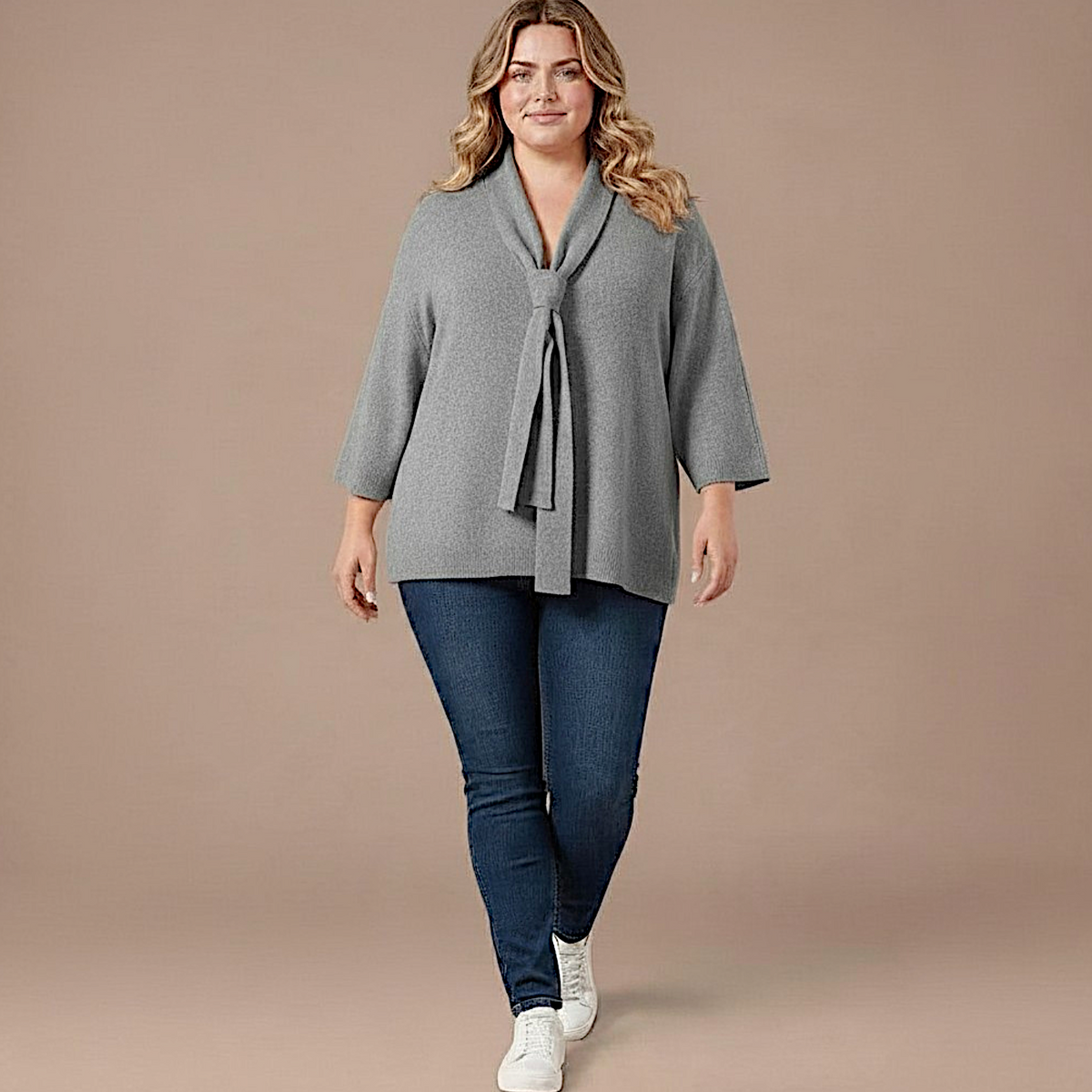 Maxi Maglia Effetto Lana Pietra
