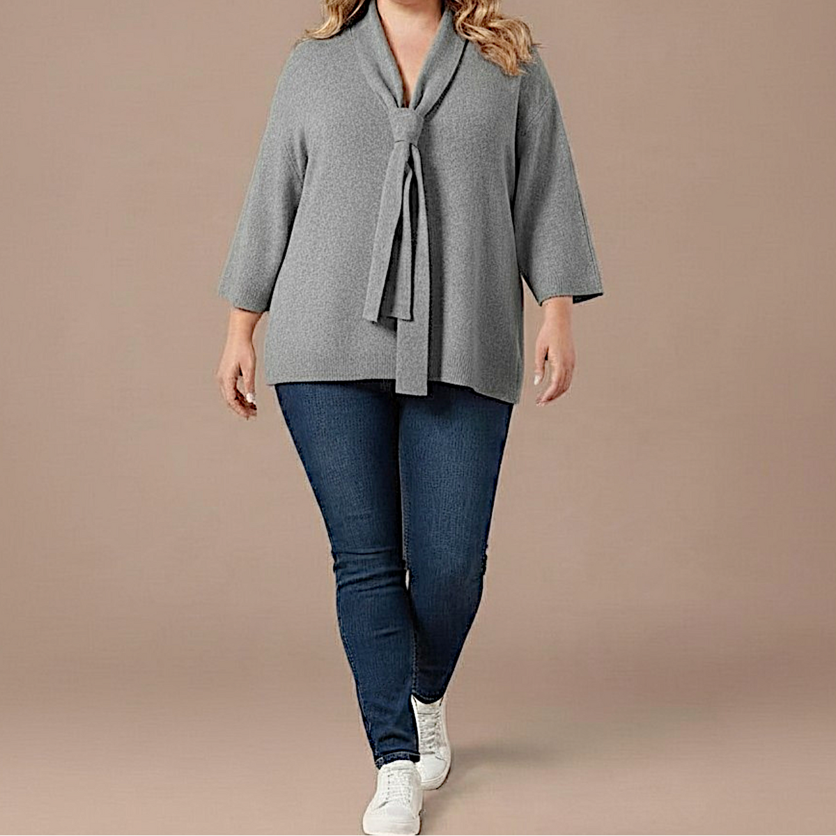 Maxi Maglia Effetto Lana Pietra