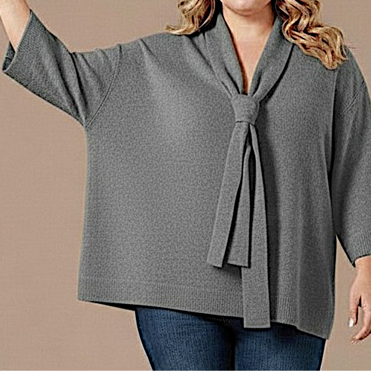 Maxi Maglia Effetto Lana Pietra
