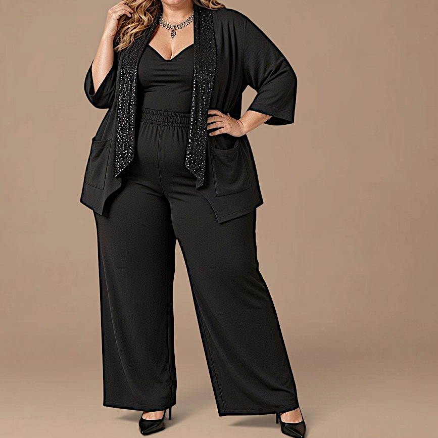 Maxi Spolverino in Georgette e Pajettes Ines