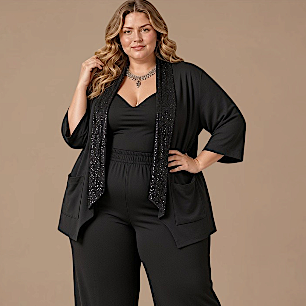Maxi Spolverino in Georgette e Pajettes Ines