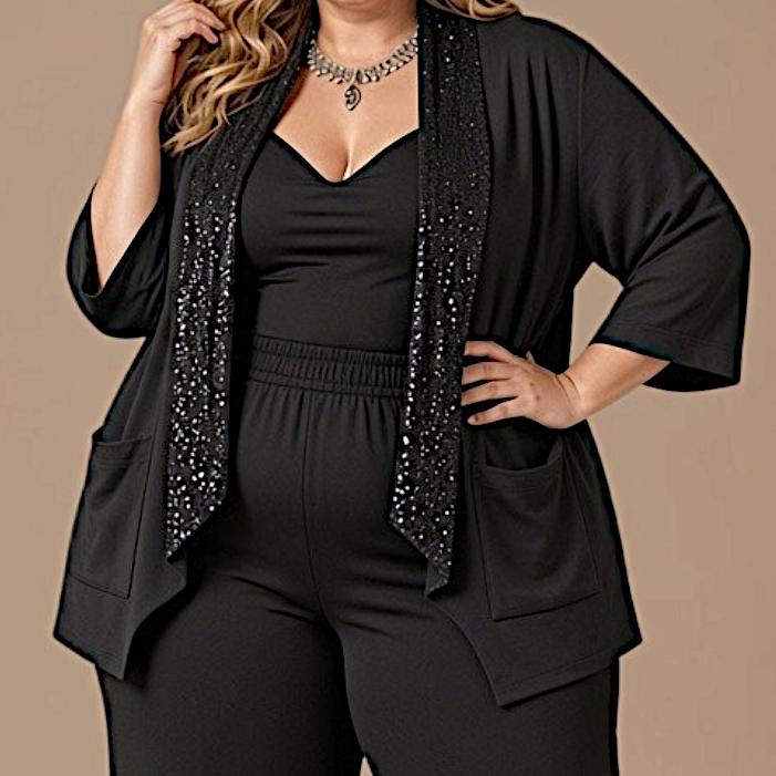 Maxi Spolverino in Georgette e Pajettes Ines