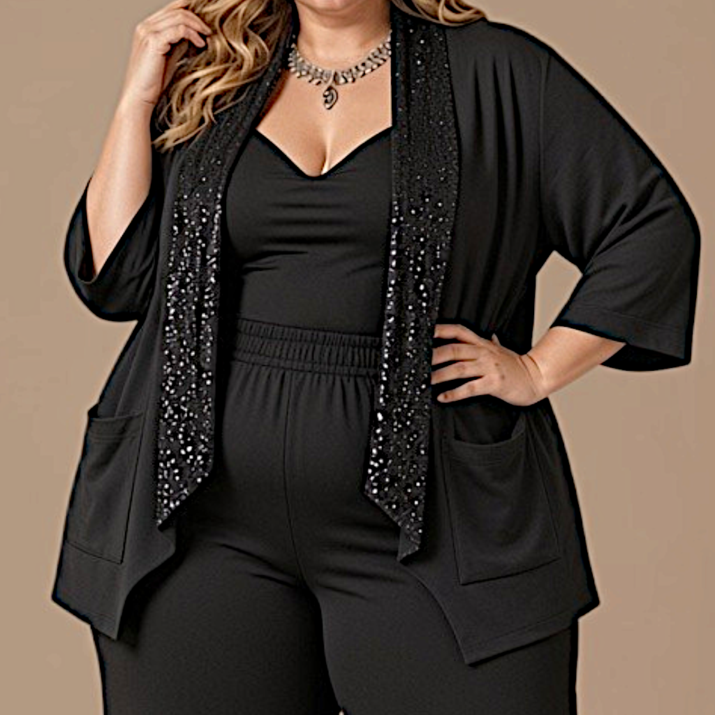 Maxi Spolverino in Georgette e Pajettes Ines