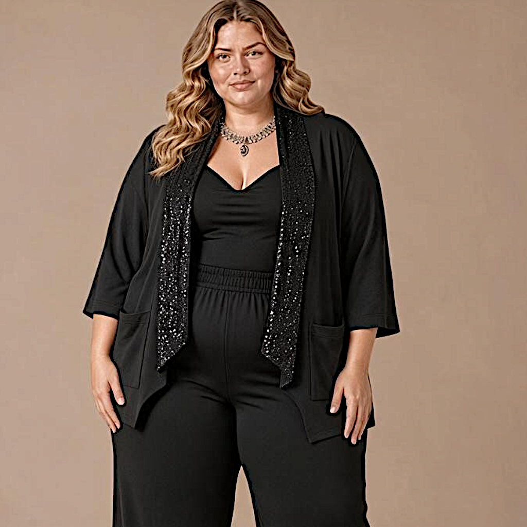 Maxi Spolverino in Georgette e Pajettes Ines
