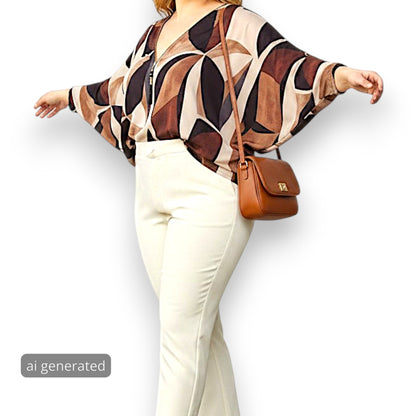 Maxi Maglia in Crepe Con Zip Moira