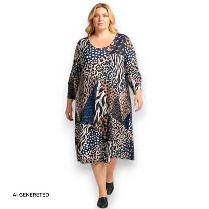 Maxi Abito in Crepe Fantasia Greta