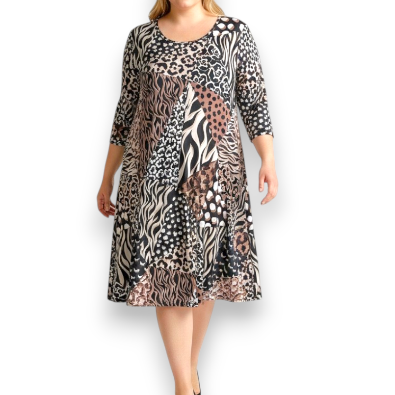 Maxi Abito in Crepe Fantasia Gaia