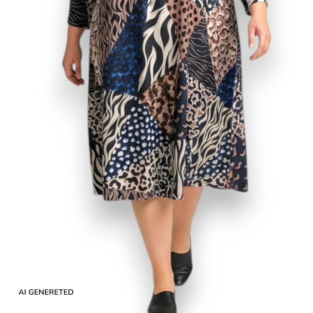 Maxi Abito in Crepe Fantasia Greta