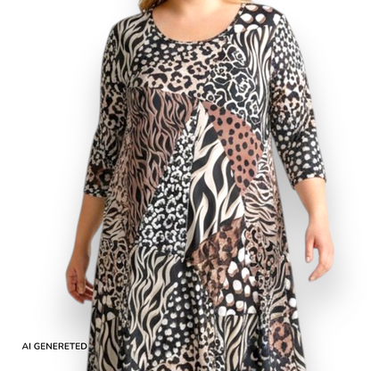 Maxi Abito in Crepe Fantasia Gaia