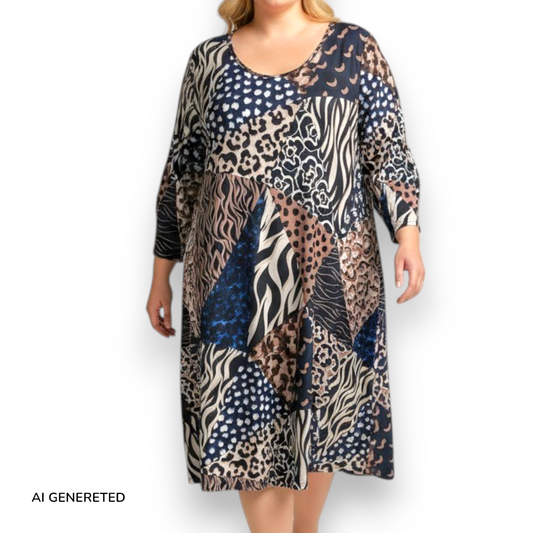 Maxi Abito in Crepe Fantasia Greta