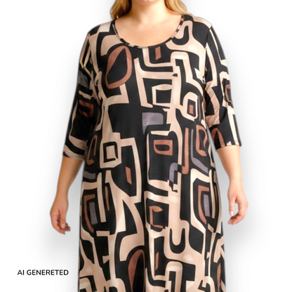 Maxi Abito in Crepe Fantasia Gloria