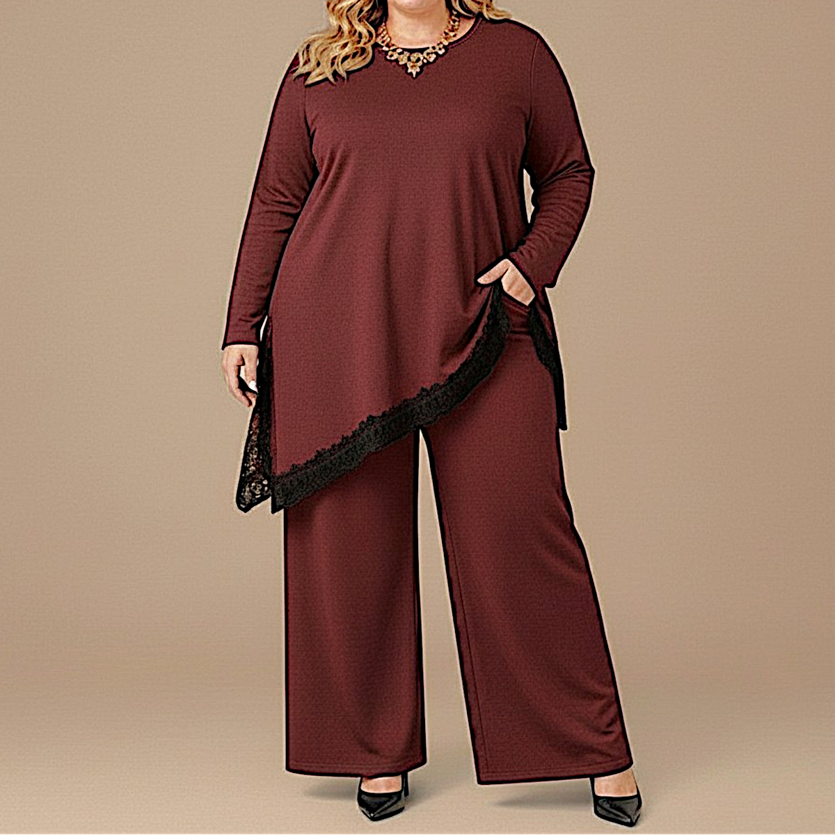 Maxi Maglia Rifinita in Pizzo Calla
