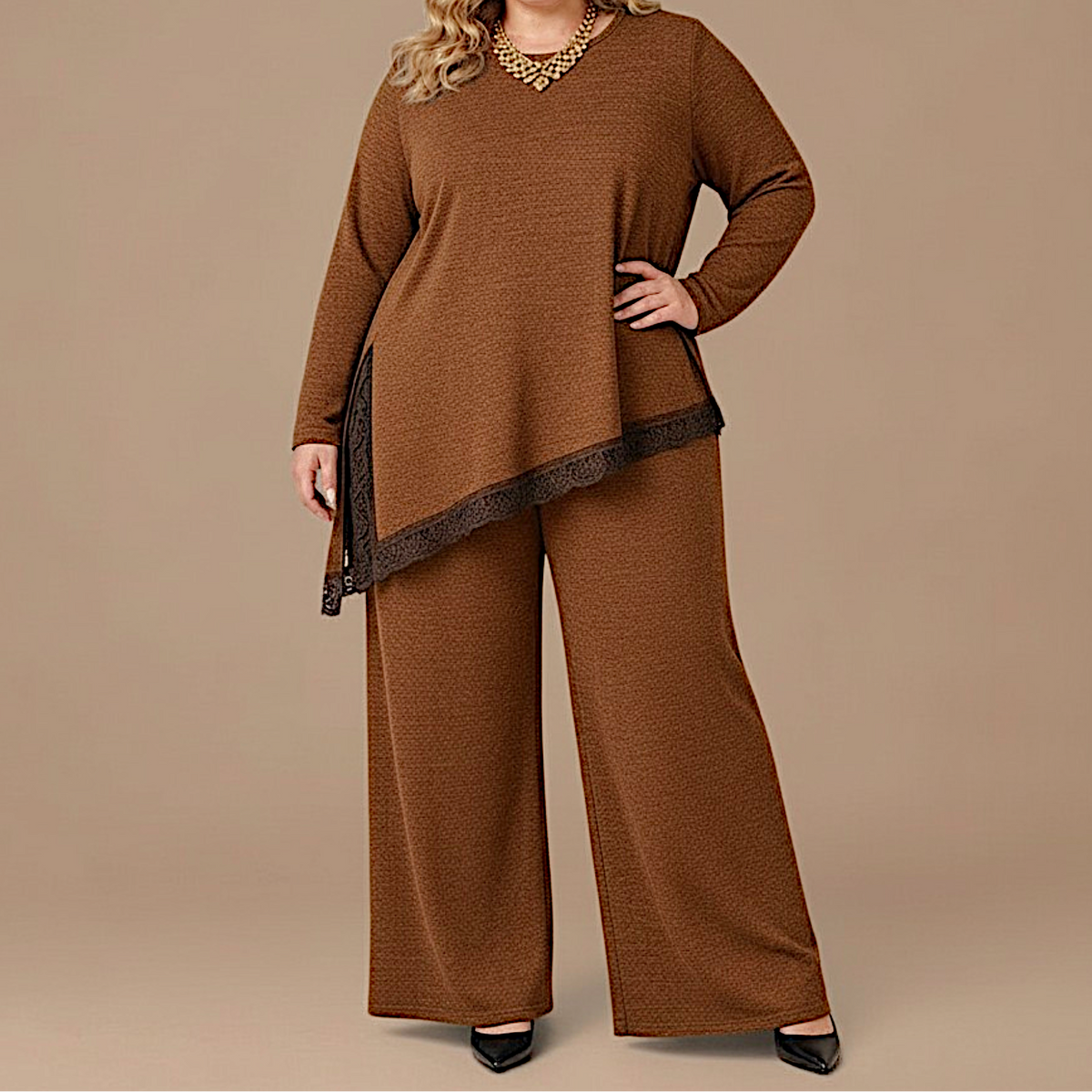 Maxi Maglia Rifinita in Pizzo Carlotta