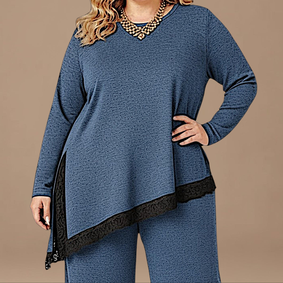 Maxi Maglia Rifinita in Pizzo Cesara