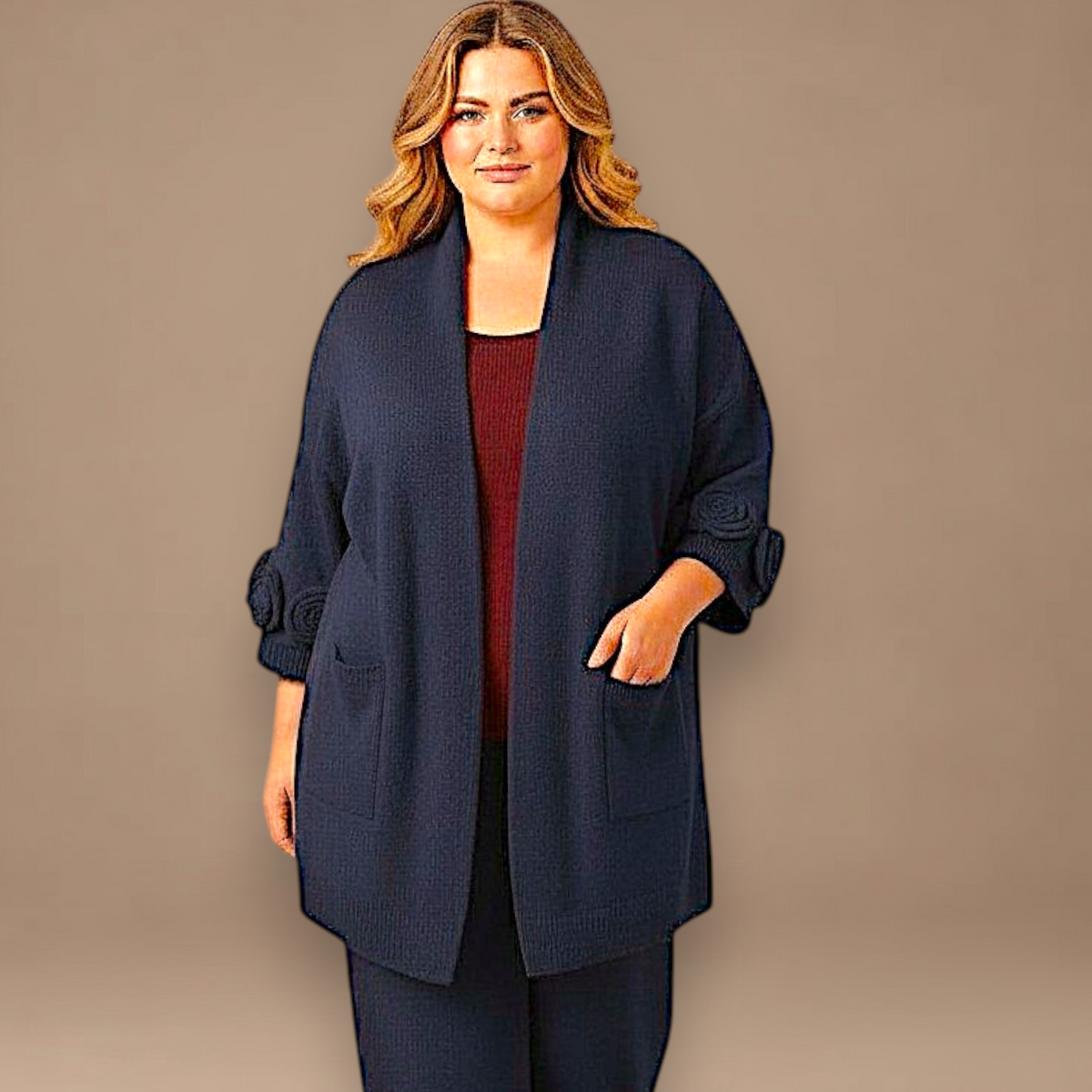 Maxi Cardigan effetto Lana Pedra