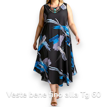 Maxi Abito in Crepe Fantasia Nella