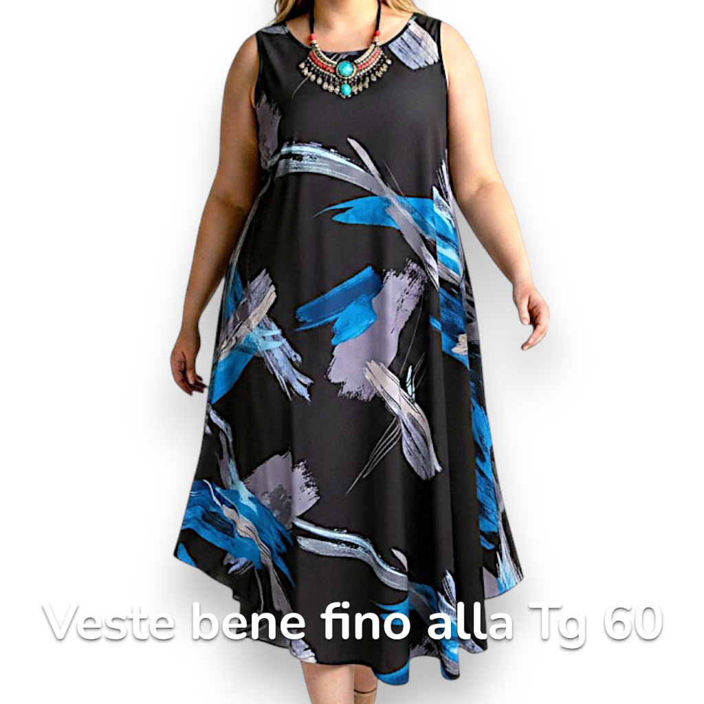 Maxi Abito in Crepe Fantasia Nella